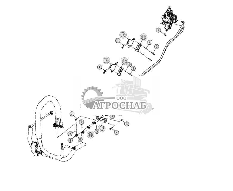 Гидравлические шланги цилиндра наклона отвала (механизм наклона под углом) (172822 - ) - ST10760 506.jpg